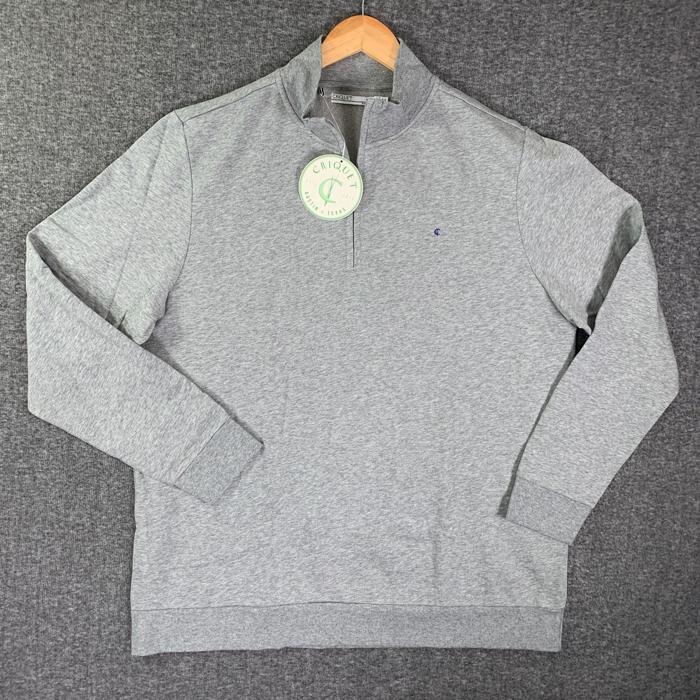 Criquet 1/4 Zip Men 2XL Gray Fleece Pullover Golf Preppy Modern NEW